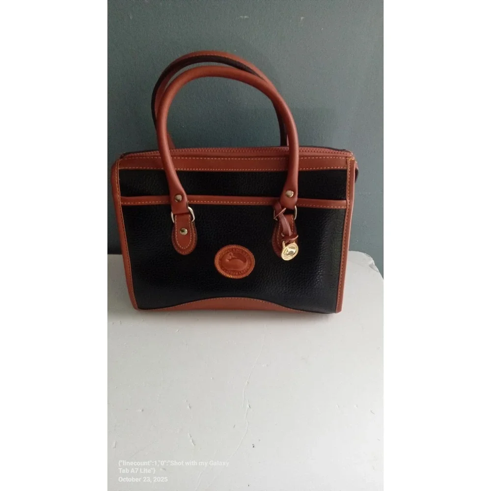 Dooney & Bourke Black Brown Leather Satchel Top‎ Handle Bag Purse